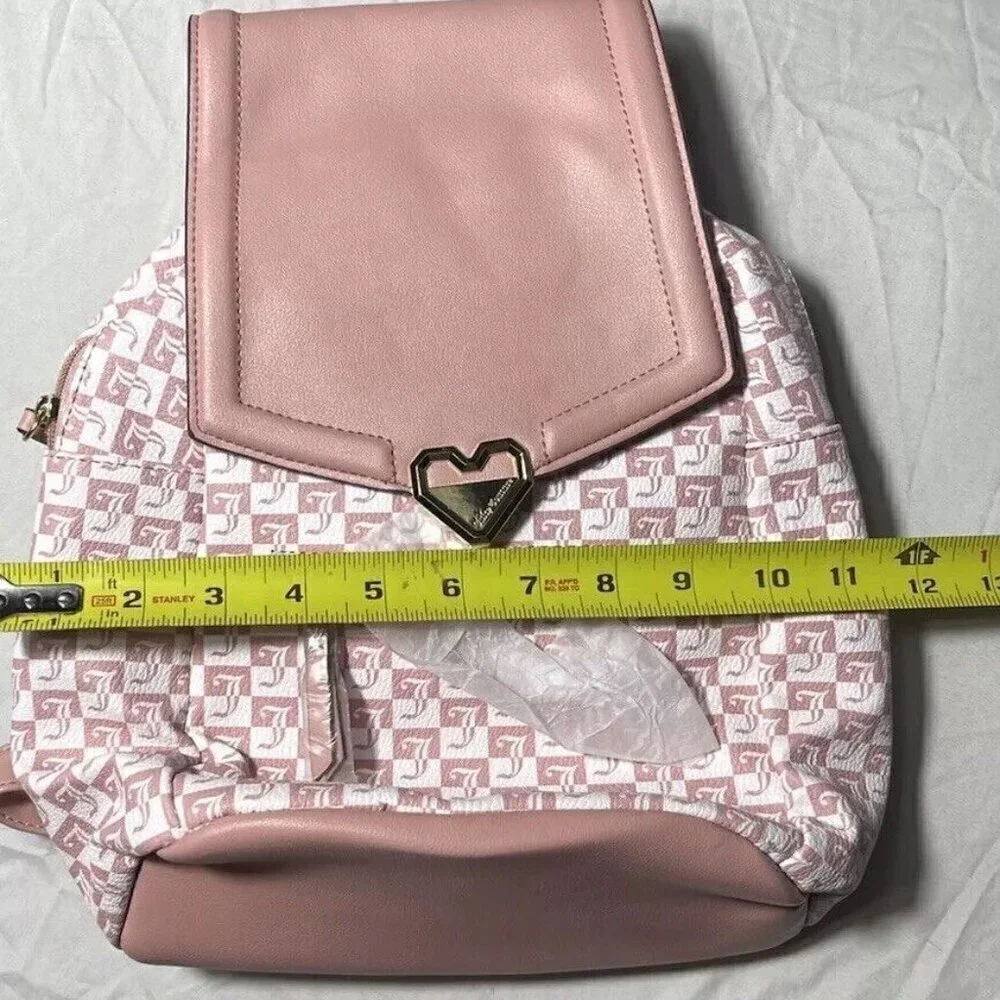 Juicy Couture Modern Pink White Medium Mini Backpack Pink Heart Logo Brand NEW